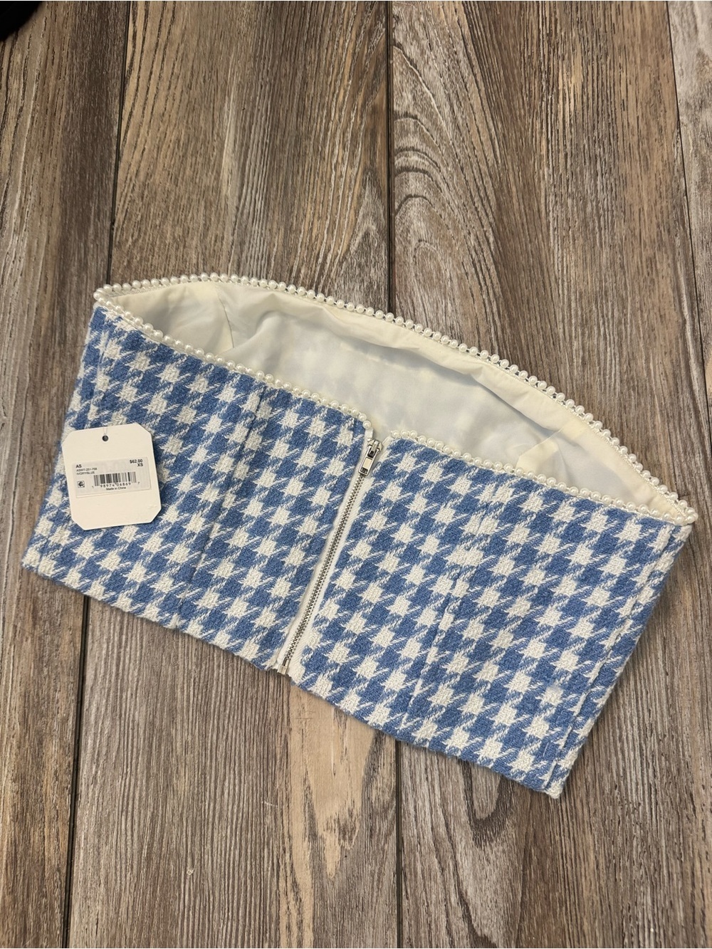 Altar'd State Blue & White strapless top - Picture 4 of 4